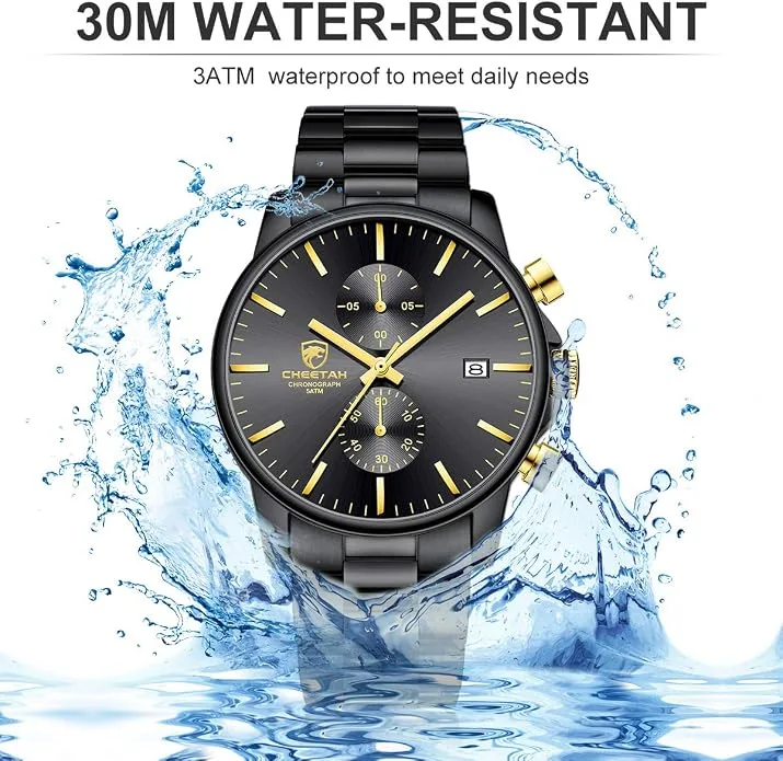 GOLDEN HOUR Fashion Business Men's Stainless Steel Chronograph Quartz Watch — image 3