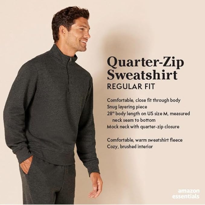 Amazon Essentials Men's Long-Sleeve Quarter-Zip Pullover Fleece Sweatshirt | NK Trends — image 3