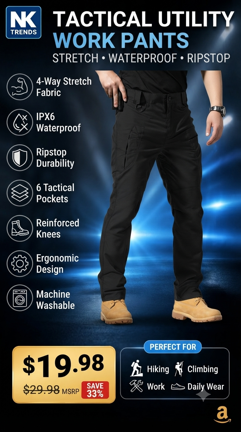 Men's Stretch Tactical Cargo Pants – Waterproof Ripstop Hiking & Work Pants — image 1