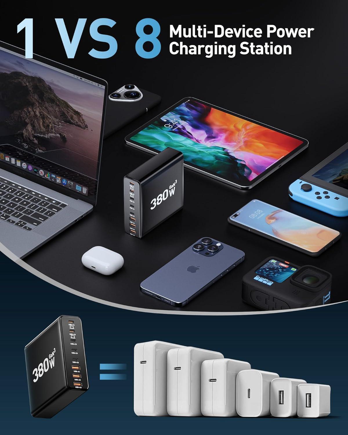 Edilow 380W USB-C Charging Station – 8-Port Multi-Device Charger Price: $29.98 Keep your charging setup organized with — image 5