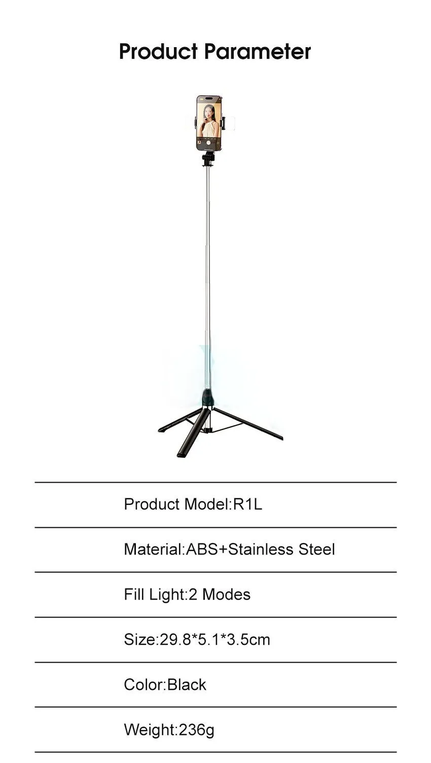 4-in-1 Wireless Selfie Stick & Tripod Stand with LED Light (170cm) — image 4