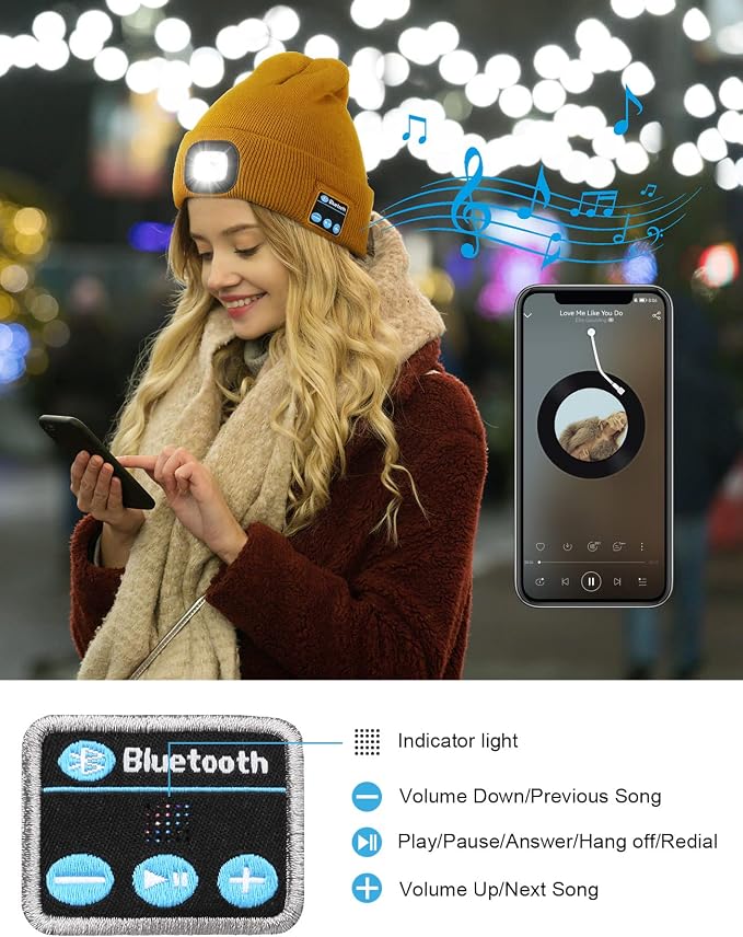 Wmcaps Bluetooth Beanie with LED Light & Wireless Headphones | NK Trends — image 5