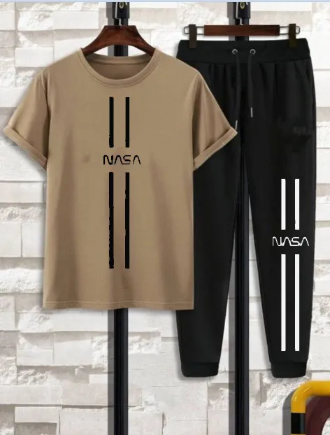 Men Tracksuit Summer Jersey Fabric T-Shirt & Trouser — image 1